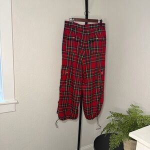 Cynthia Rowley Red Plaid Cargo Pants